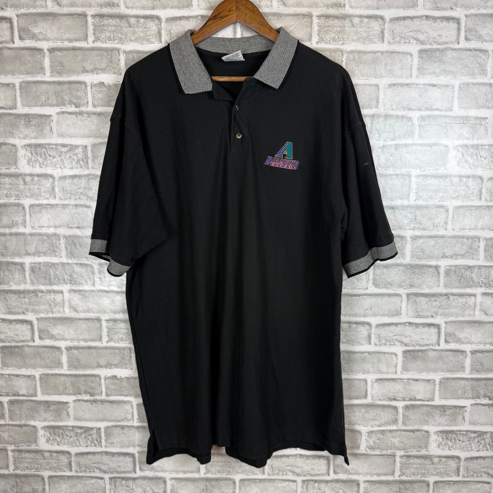 Vintage Dynasty Arizona Diamondbacks Polo Shirt Mens XXL Black Embroidered MLB
